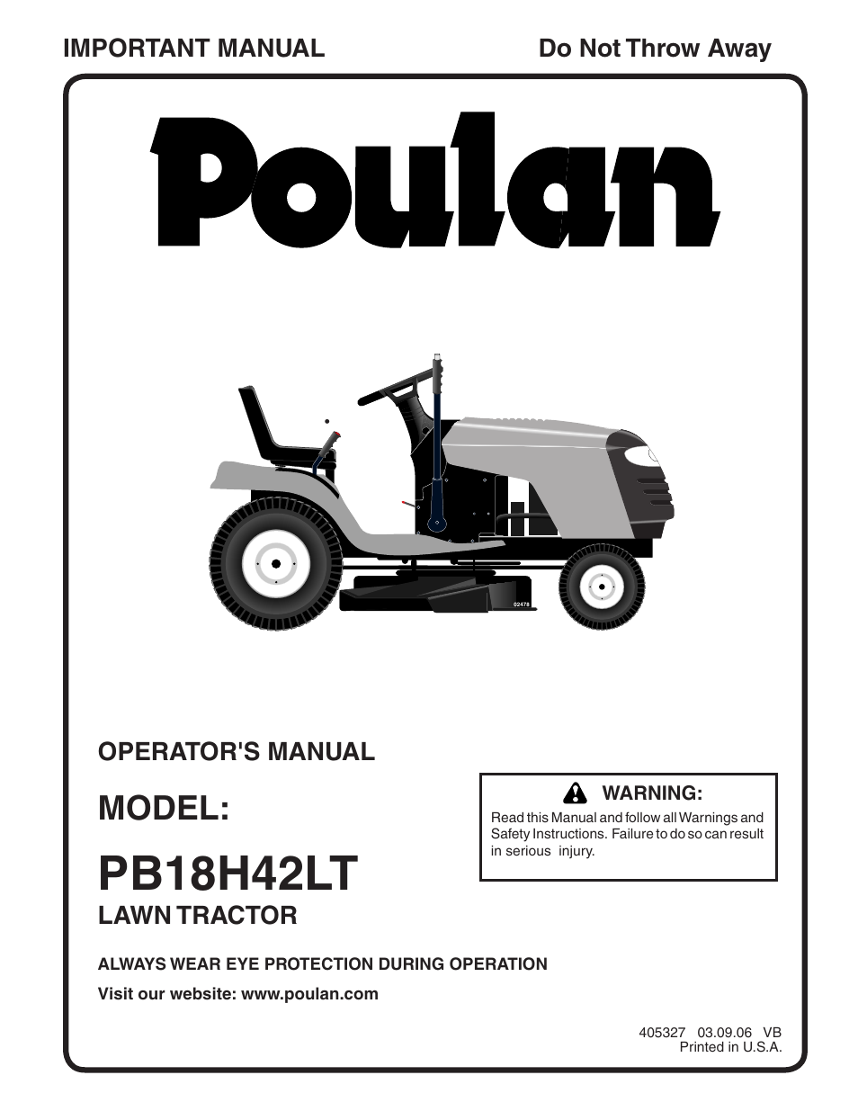 Poulan 405327 User Manual | 30 pages