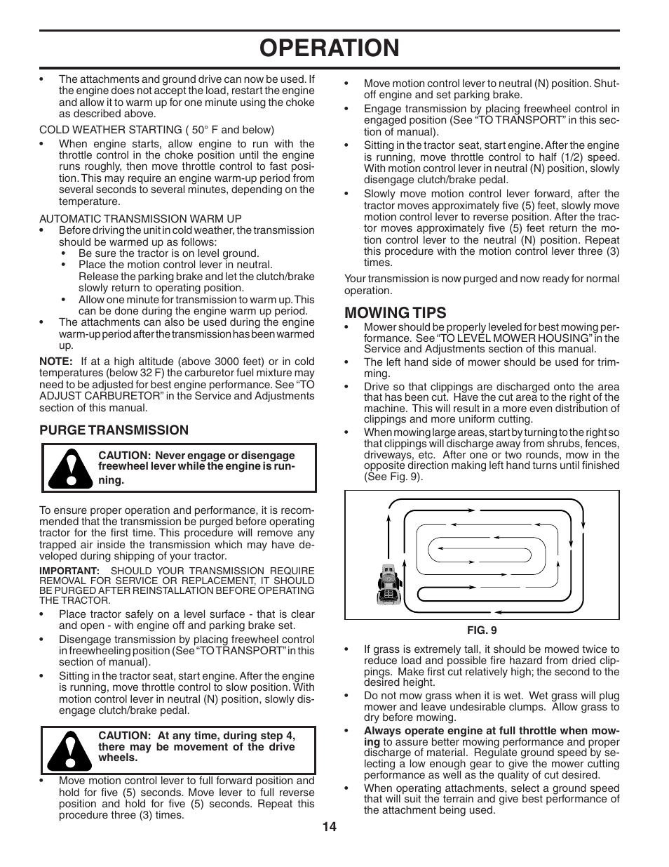 Operation, Mowing tips | Poulan 405327 User Manual | Page 14 / 30