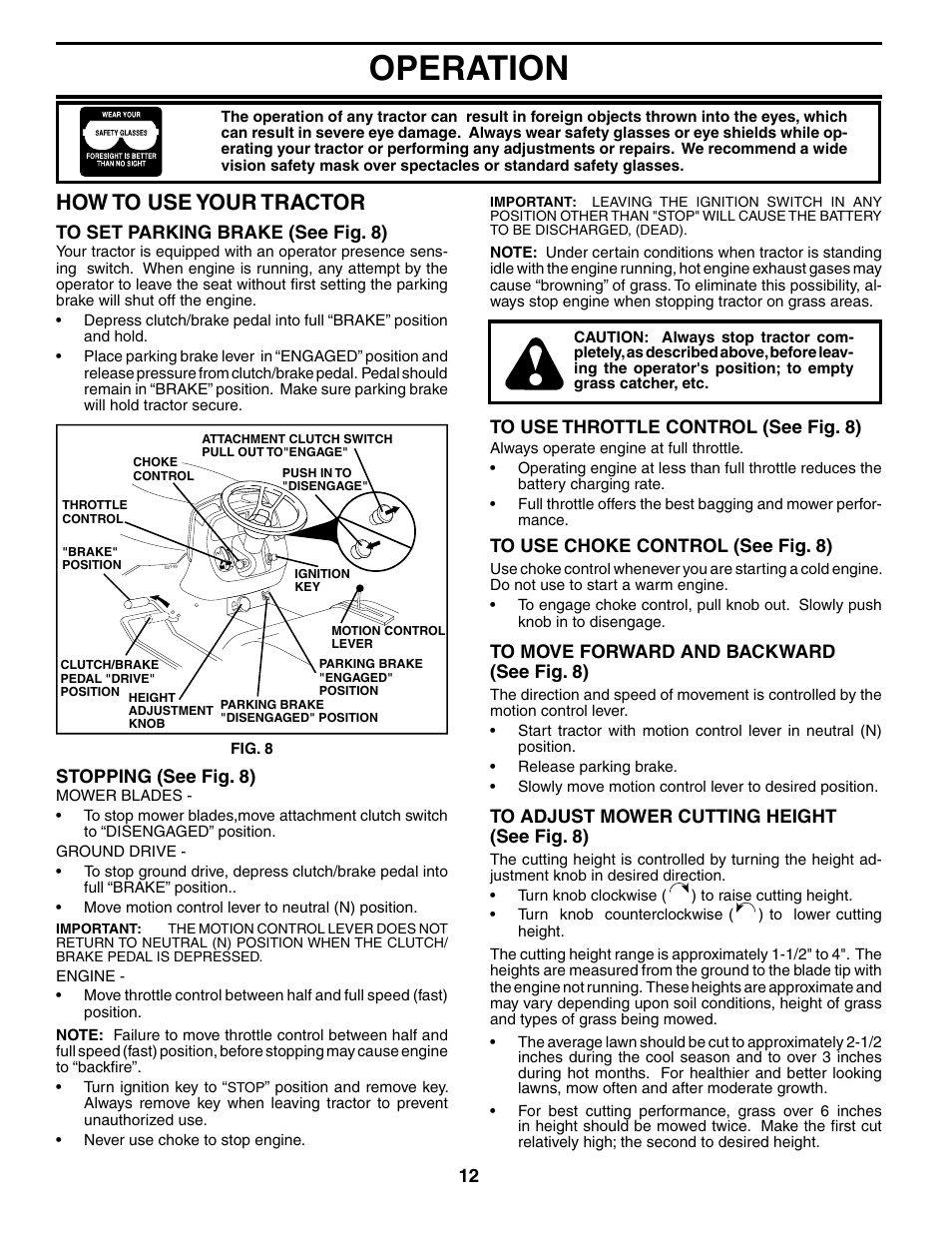 Operation, How to use your tractor | Poulan 195032 User Manual | Page 12 / 32