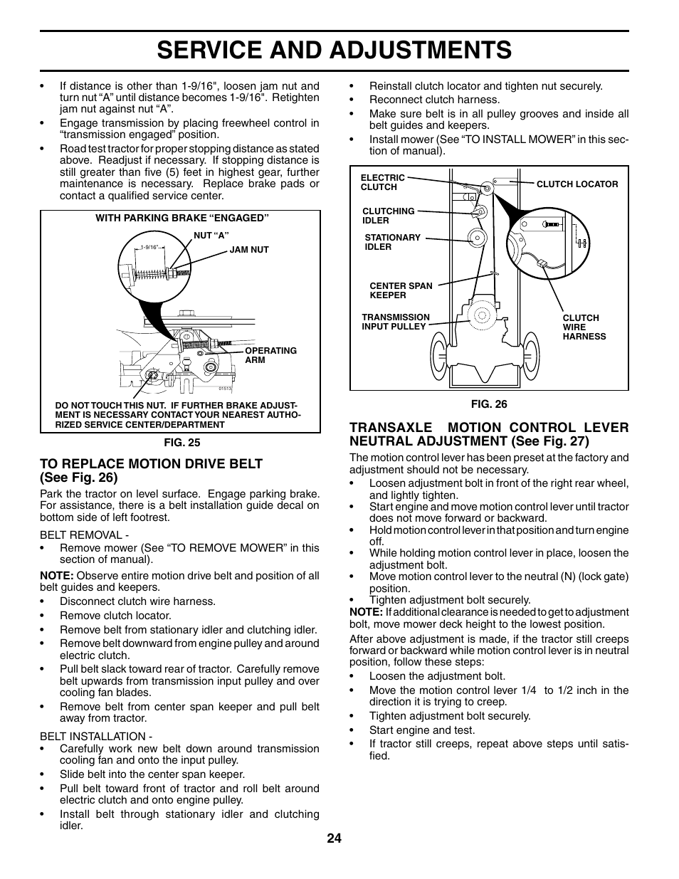 Service and adjustments | Poulan 195032 User Manual | Page 24 / 32