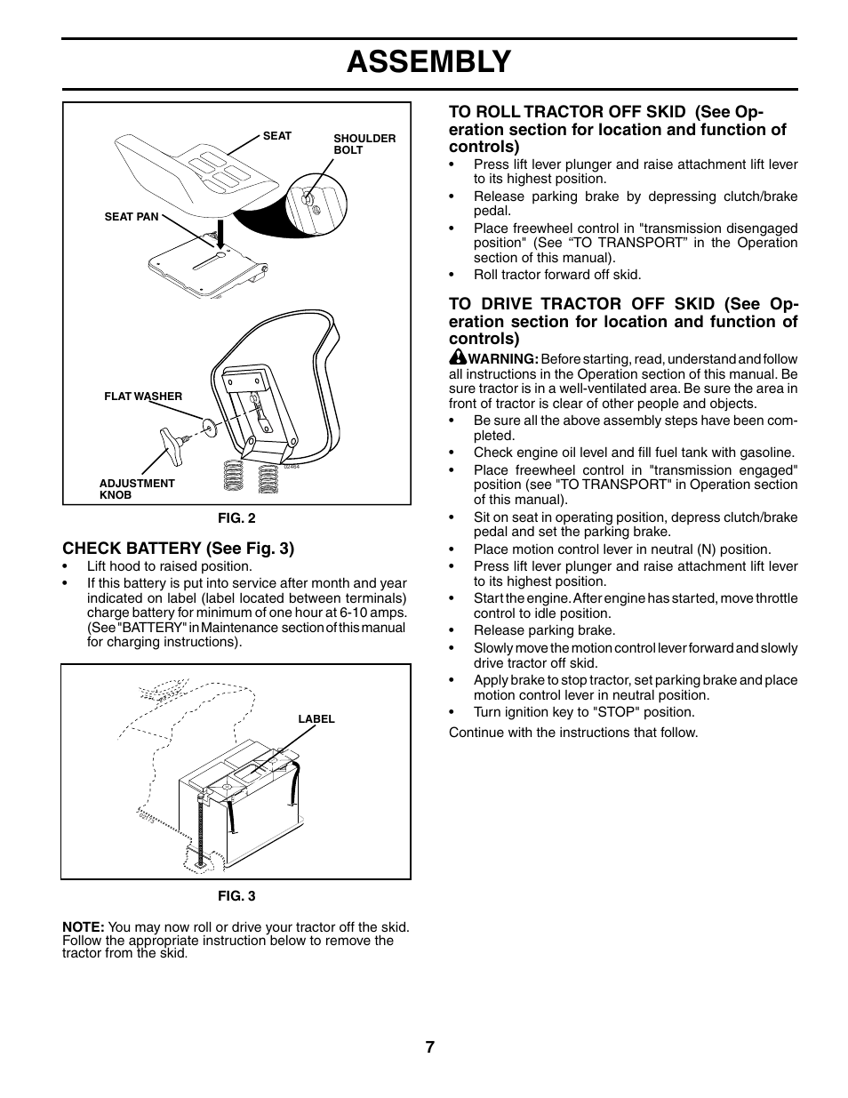 Assembly | Poulan 195032 User Manual | Page 7 / 32