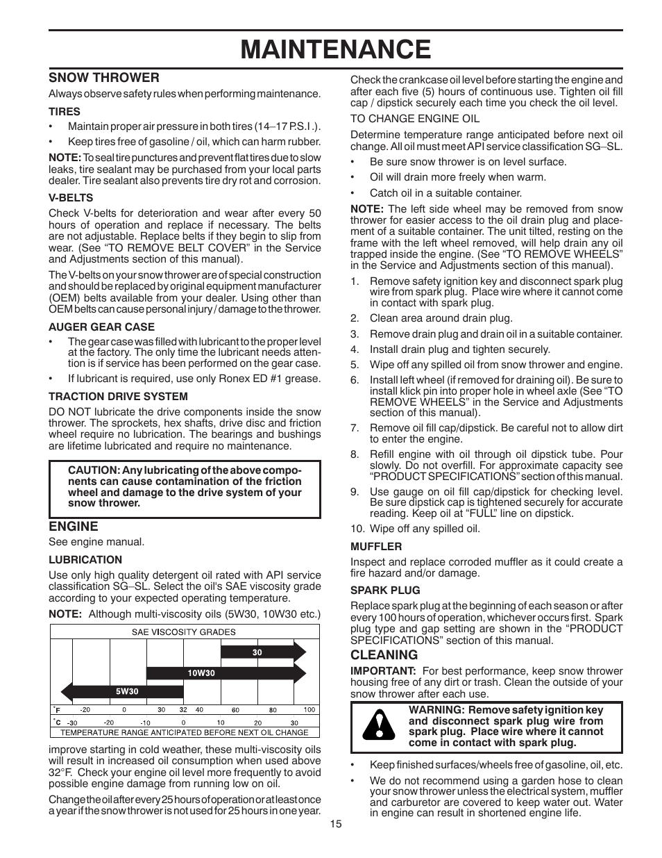 Maintenance | Poulan 429890 User Manual | Page 15 / 40