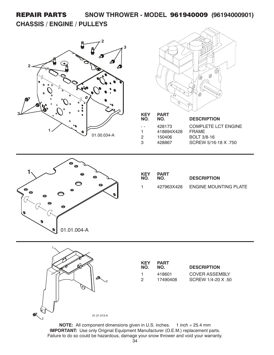 Chassis / engine / pulleys | Poulan 429890 User Manual | Page 34 / 40