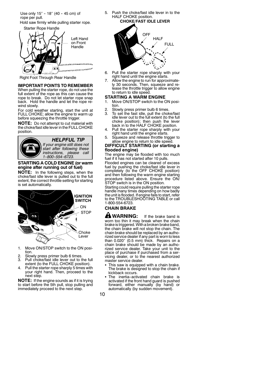Helpful tip, Warning | Poulan 545137250 User Manual | Page 10 / 19