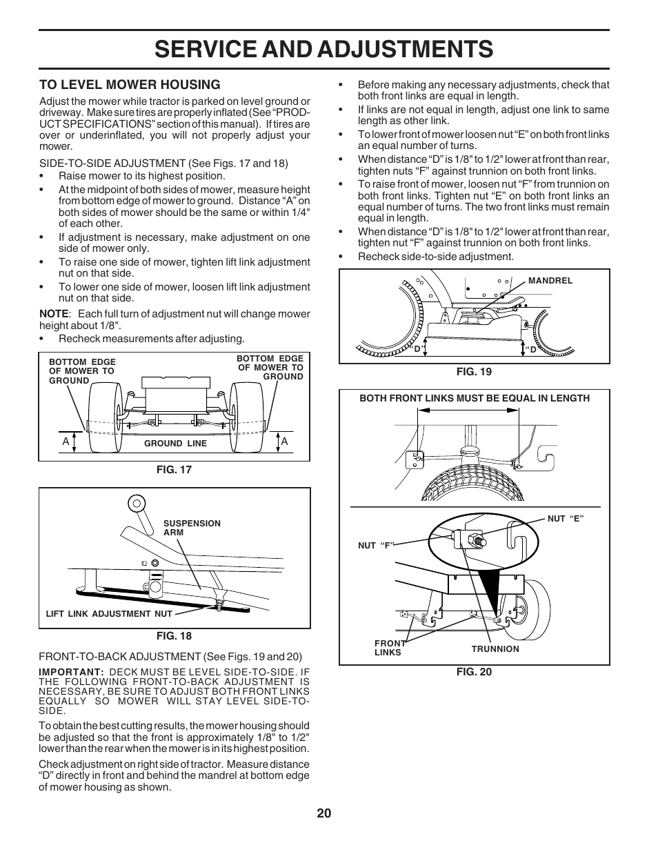 Service and adjustments | Poulan 183293 User Manual | Page 20 / 48