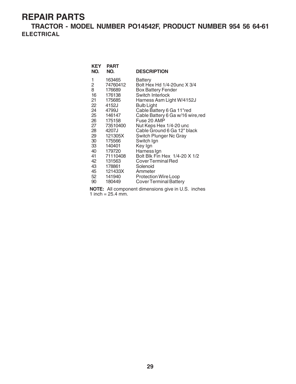 Repair parts | Poulan 183293 User Manual | Page 29 / 48