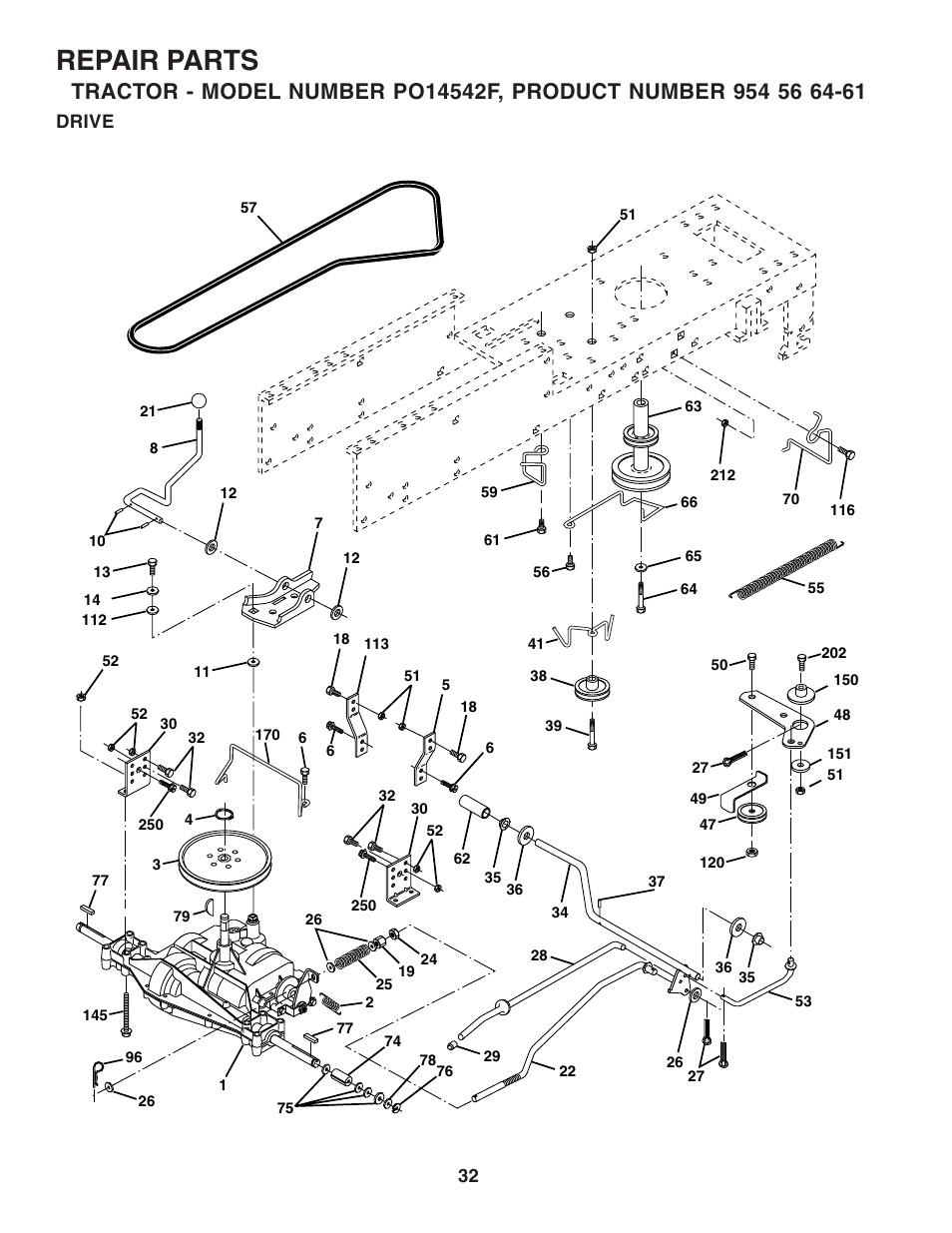Repair parts | Poulan 183293 User Manual | Page 32 / 48