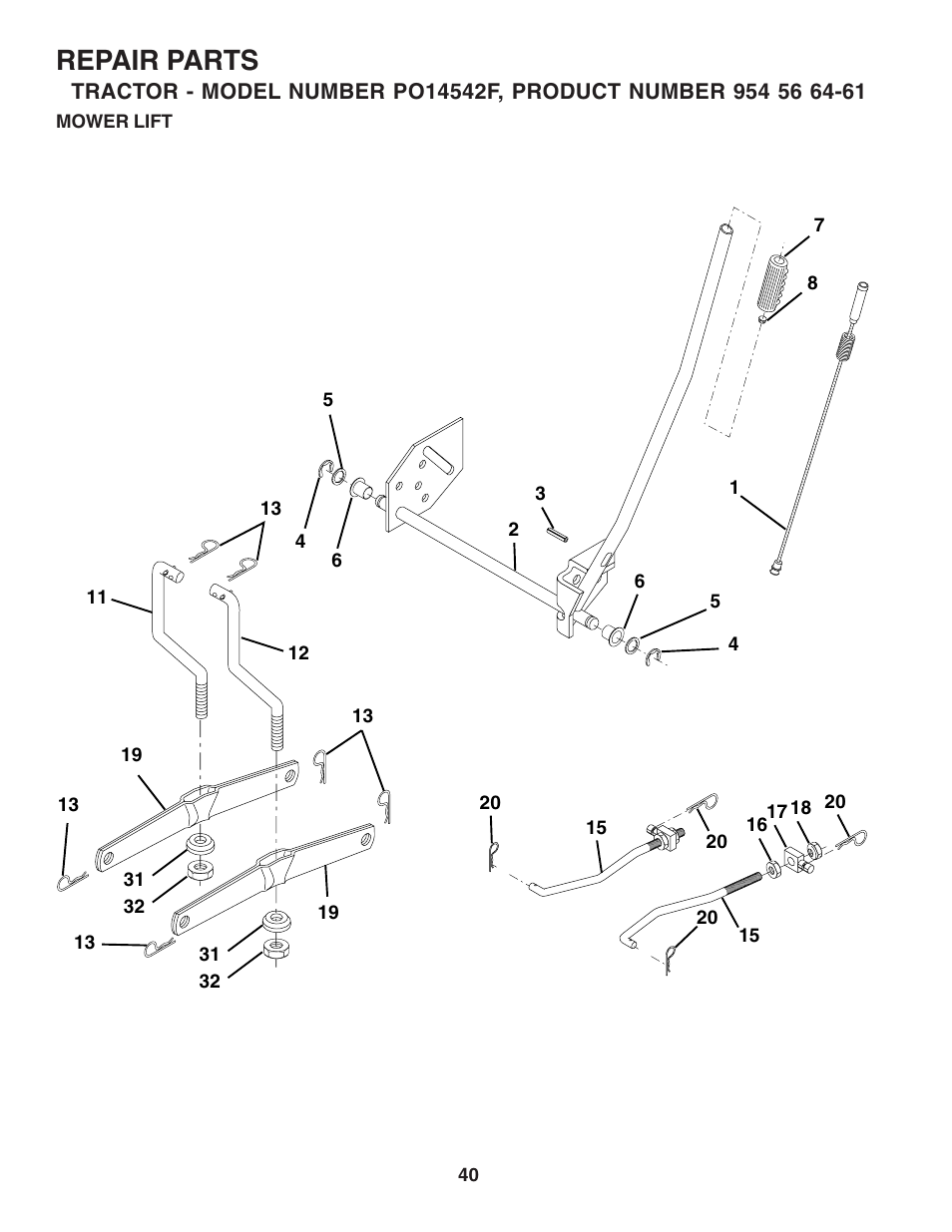 Repair parts | Poulan 183293 User Manual | Page 40 / 48