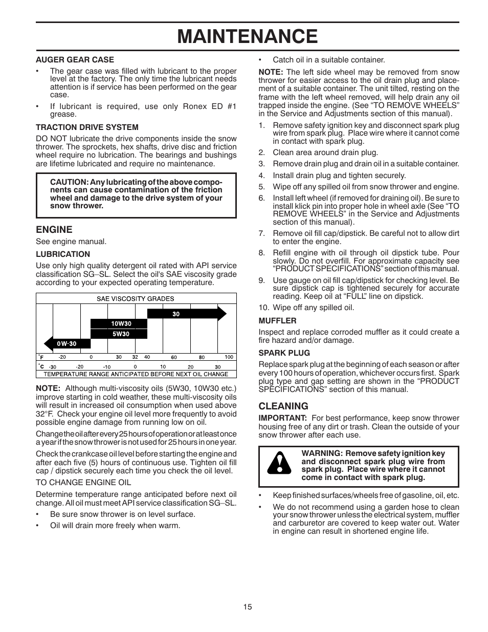 Maintenance | Poulan 420915 User Manual | Page 15 / 40