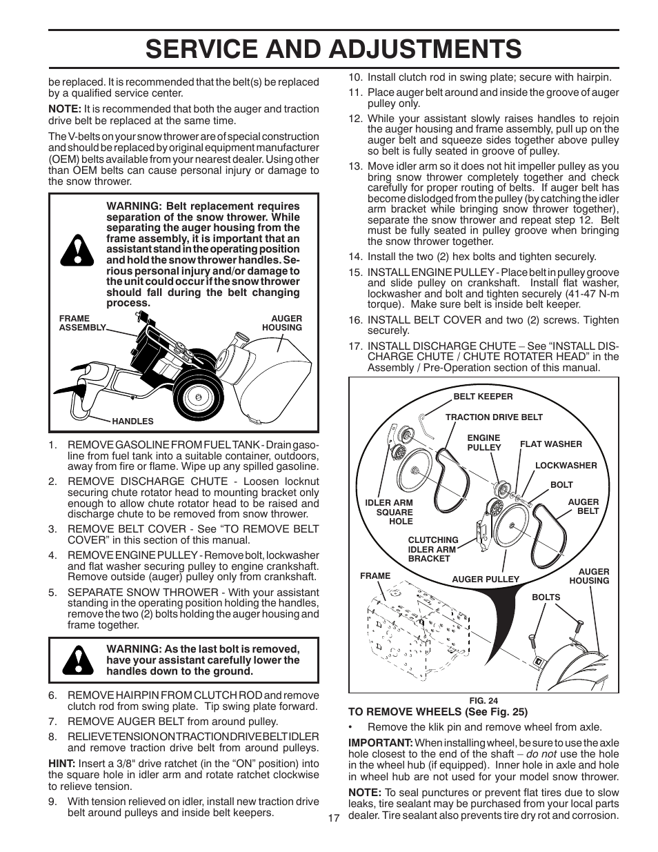 Service and adjustments | Poulan 420915 User Manual | Page 17 / 40