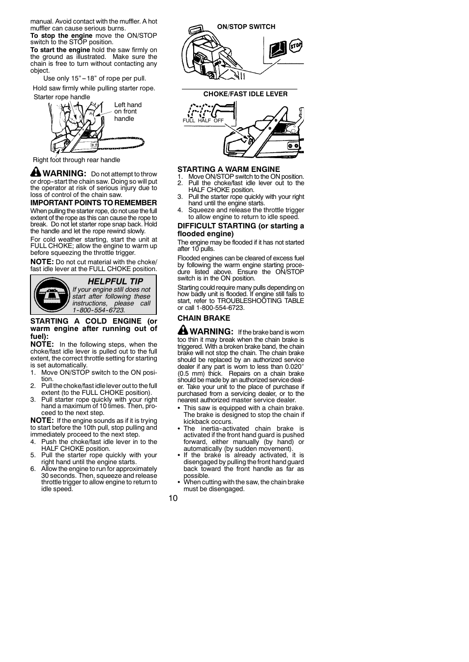 Warning, Helpful tip | Poulan 115358026 User Manual | Page 10 / 20