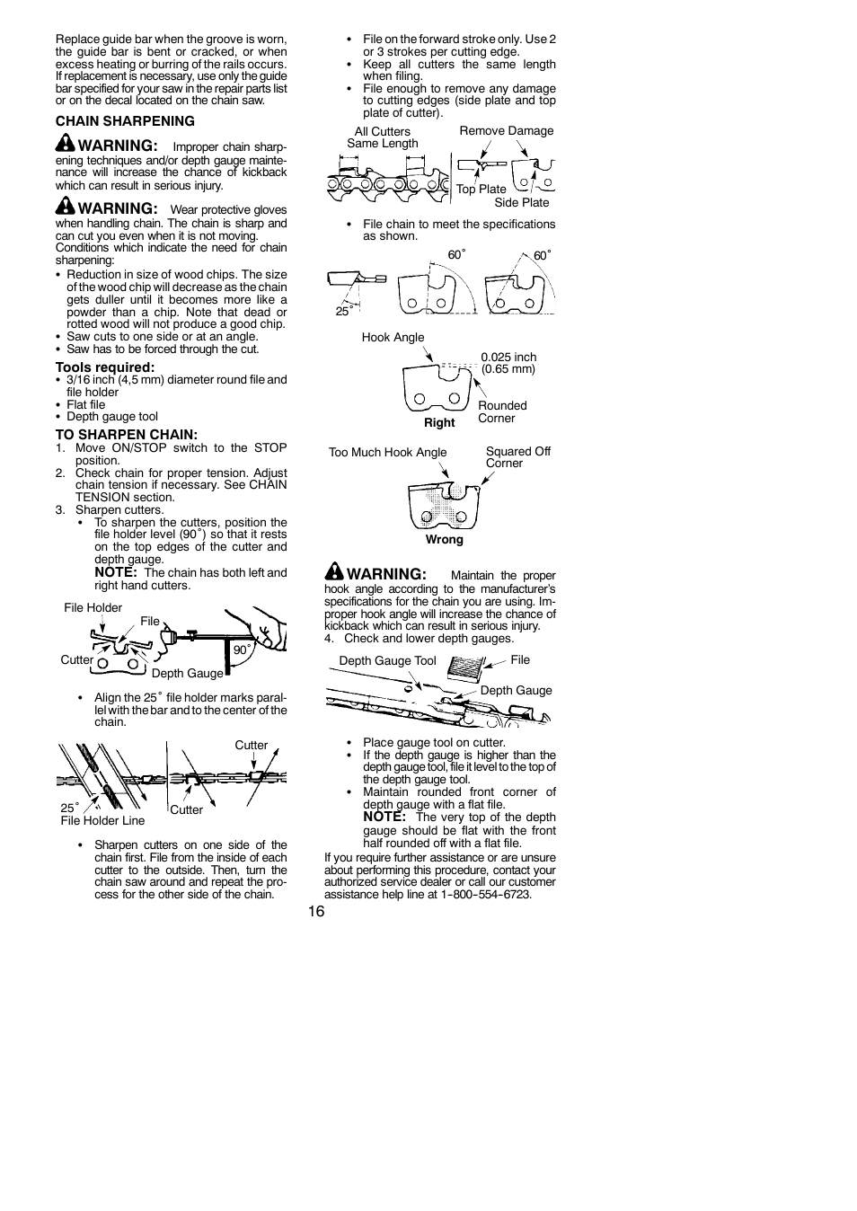 Warning | Poulan 115358026 User Manual | Page 16 / 20