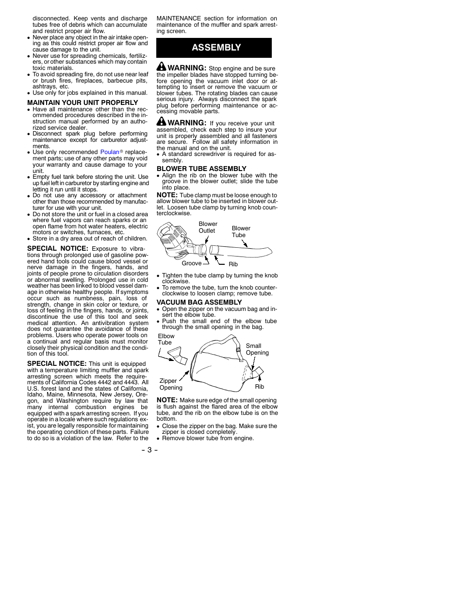 Assembly | Poulan 530086848 User Manual | Page 3 / 9