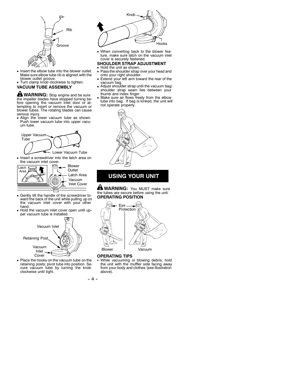 Using your unit | Poulan 530086848 User Manual | Page 4 / 9