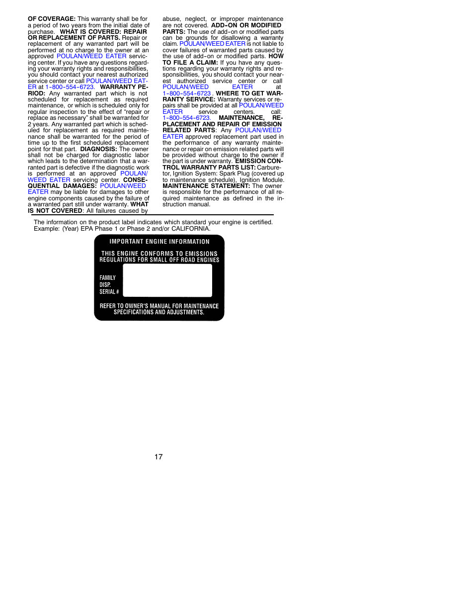 Poulan 330 User Manual | Page 17 / 17