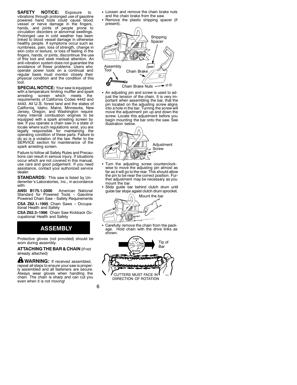 Assembly | Poulan 330 User Manual | Page 6 / 17