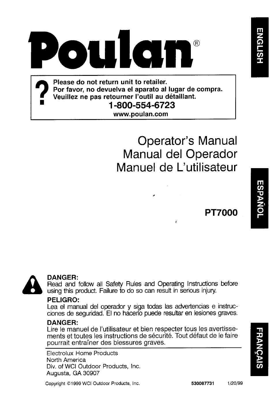 Poulan PT7000 User Manual | 12 pages