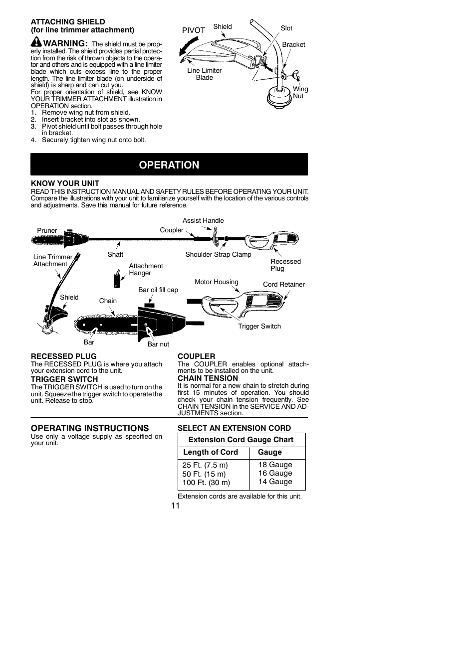 Operation | Poulan 810 EPT User Manual | Page 11 / 19