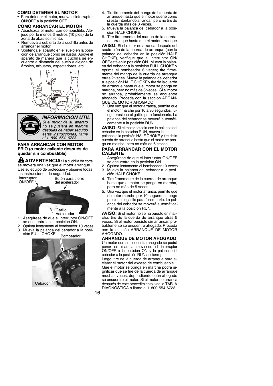 Informacion util, Advertencia | Poulan Pro PP2822 User Manual | Page 16 / 36