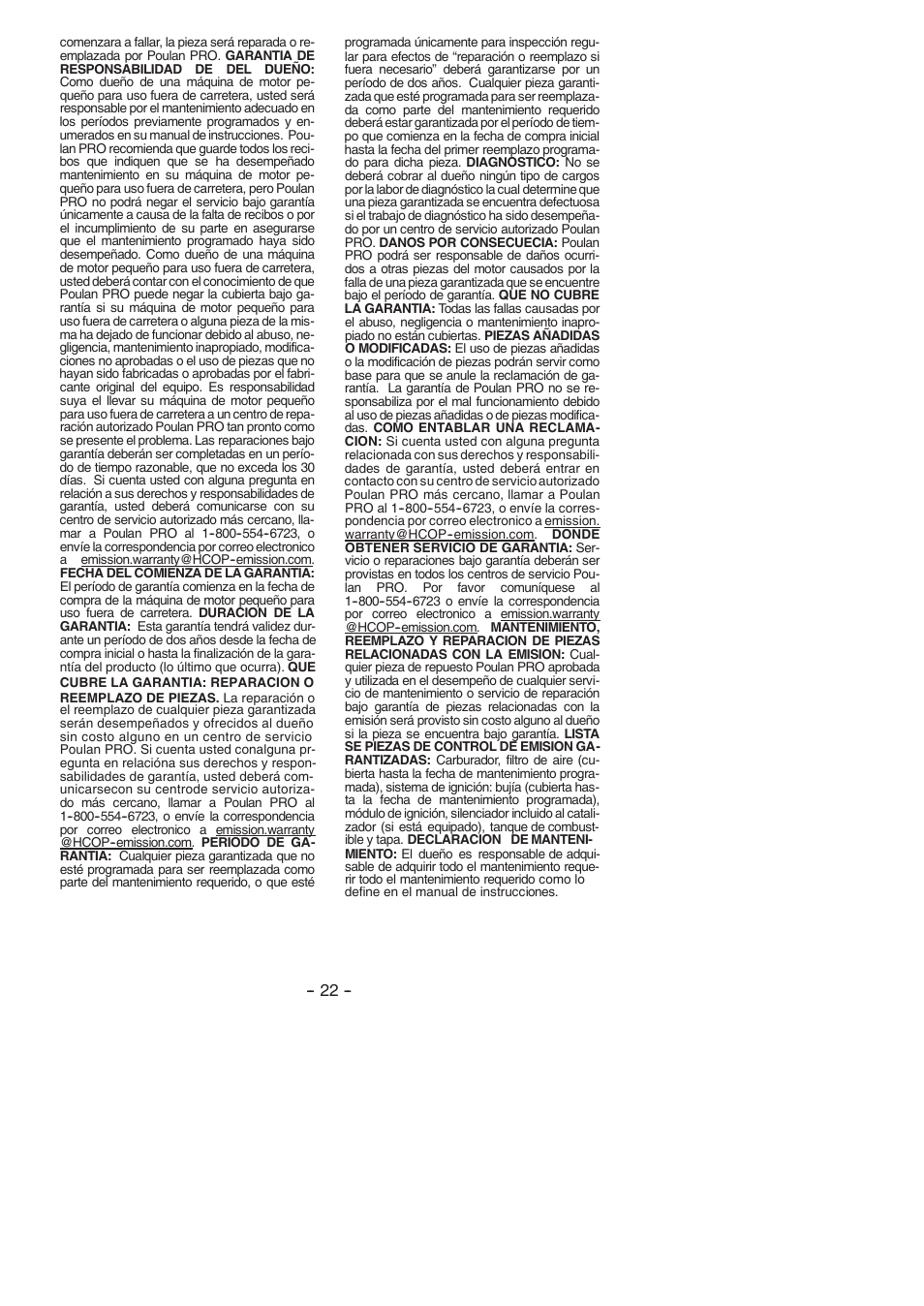 Poulan Pro PP2822 User Manual | Page 22 / 36
