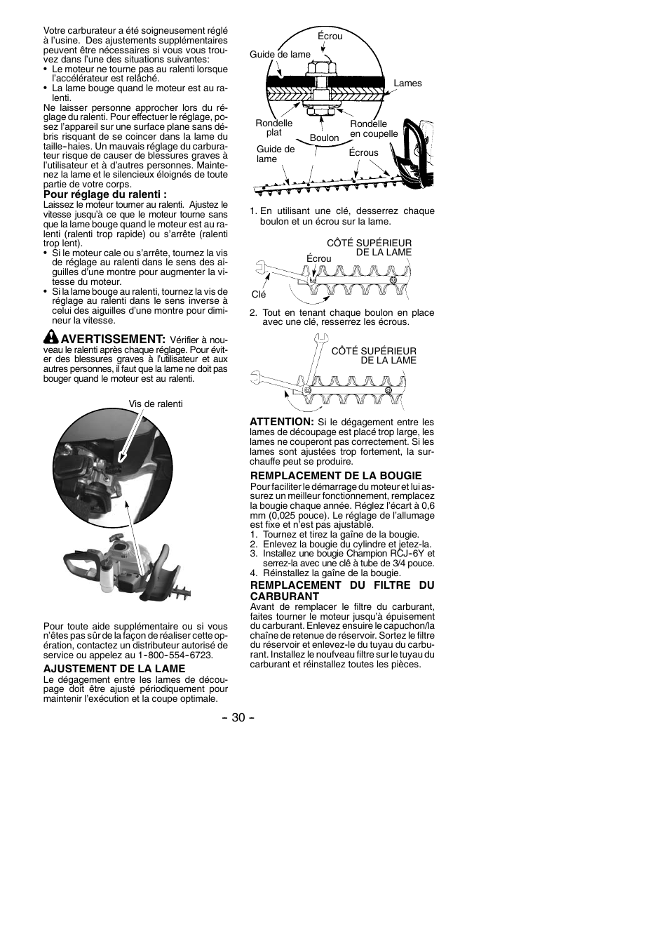 Avertissement | Poulan Pro PP2822 User Manual | Page 30 / 36