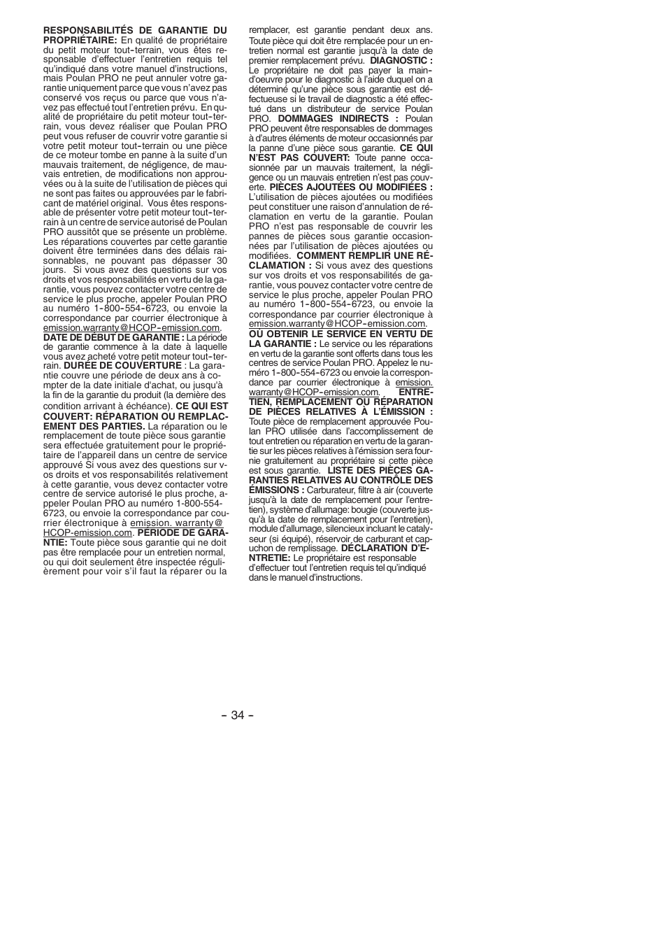 Poulan Pro PP2822 User Manual | Page 34 / 36