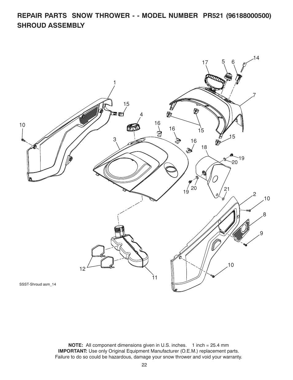 Shroud assembly | Poulan 439239 User Manual | Page 22 / 30