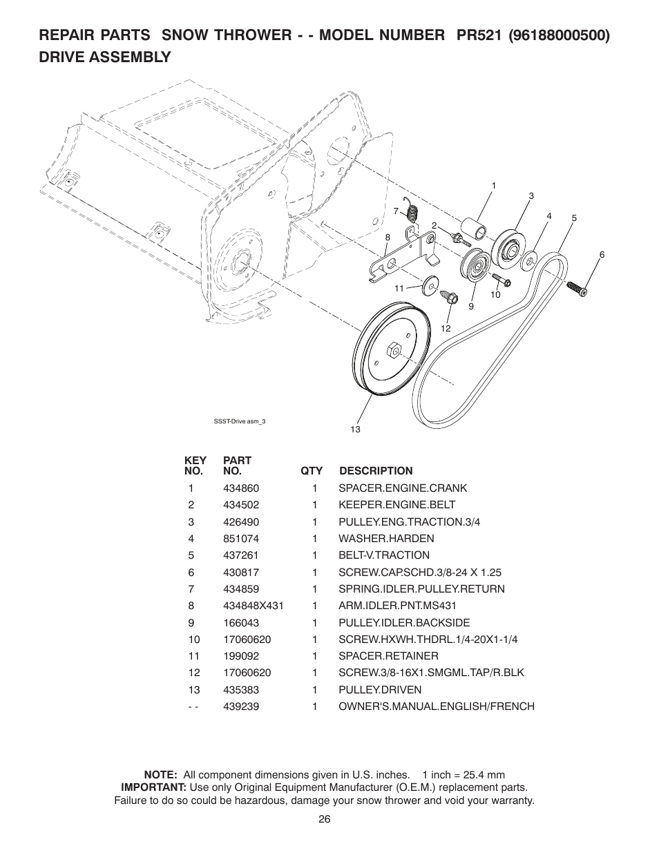 Drive assembly | Poulan 439239 User Manual | Page 26 / 30