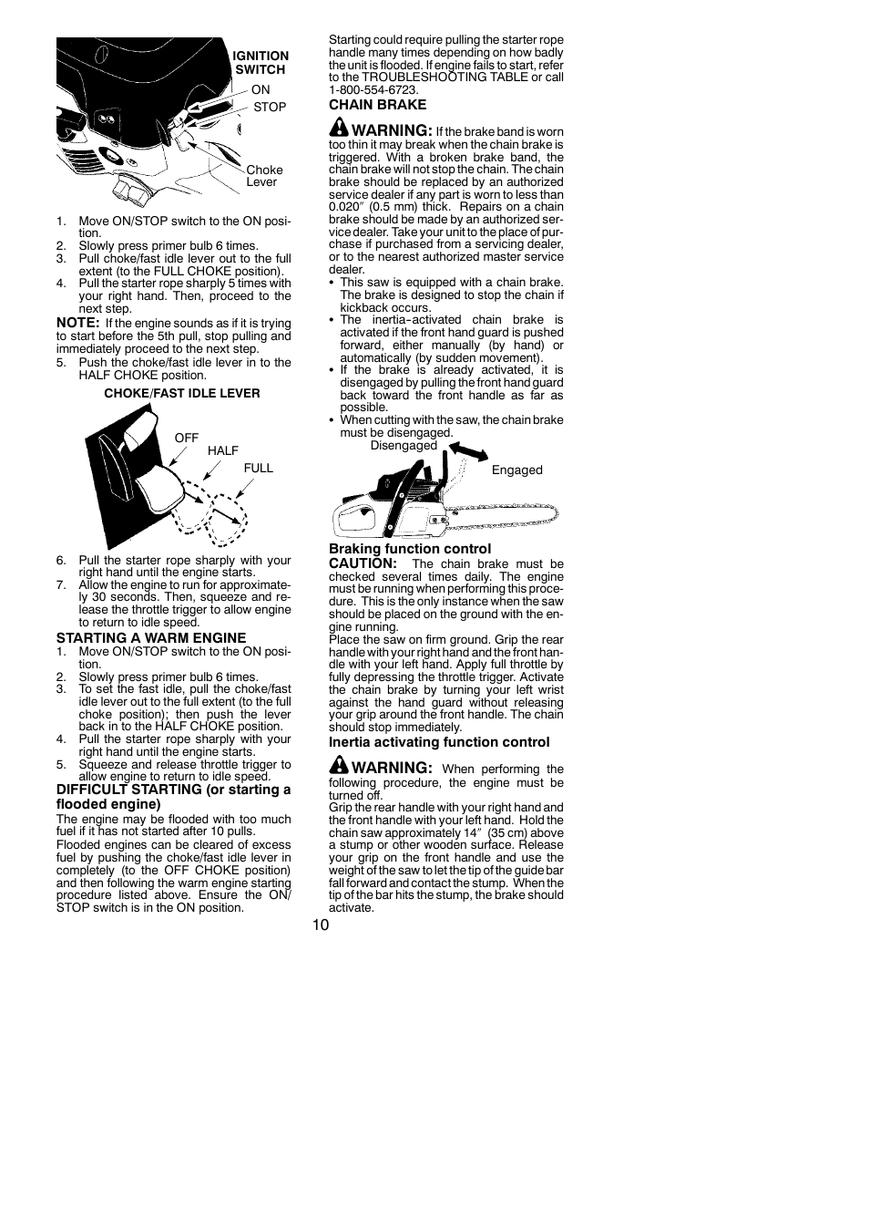 Warning | Poulan 545137251 User Manual | Page 10 / 19