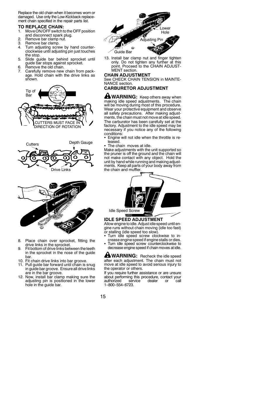 Warning | Poulan 545137281 User Manual | Page 15 / 19