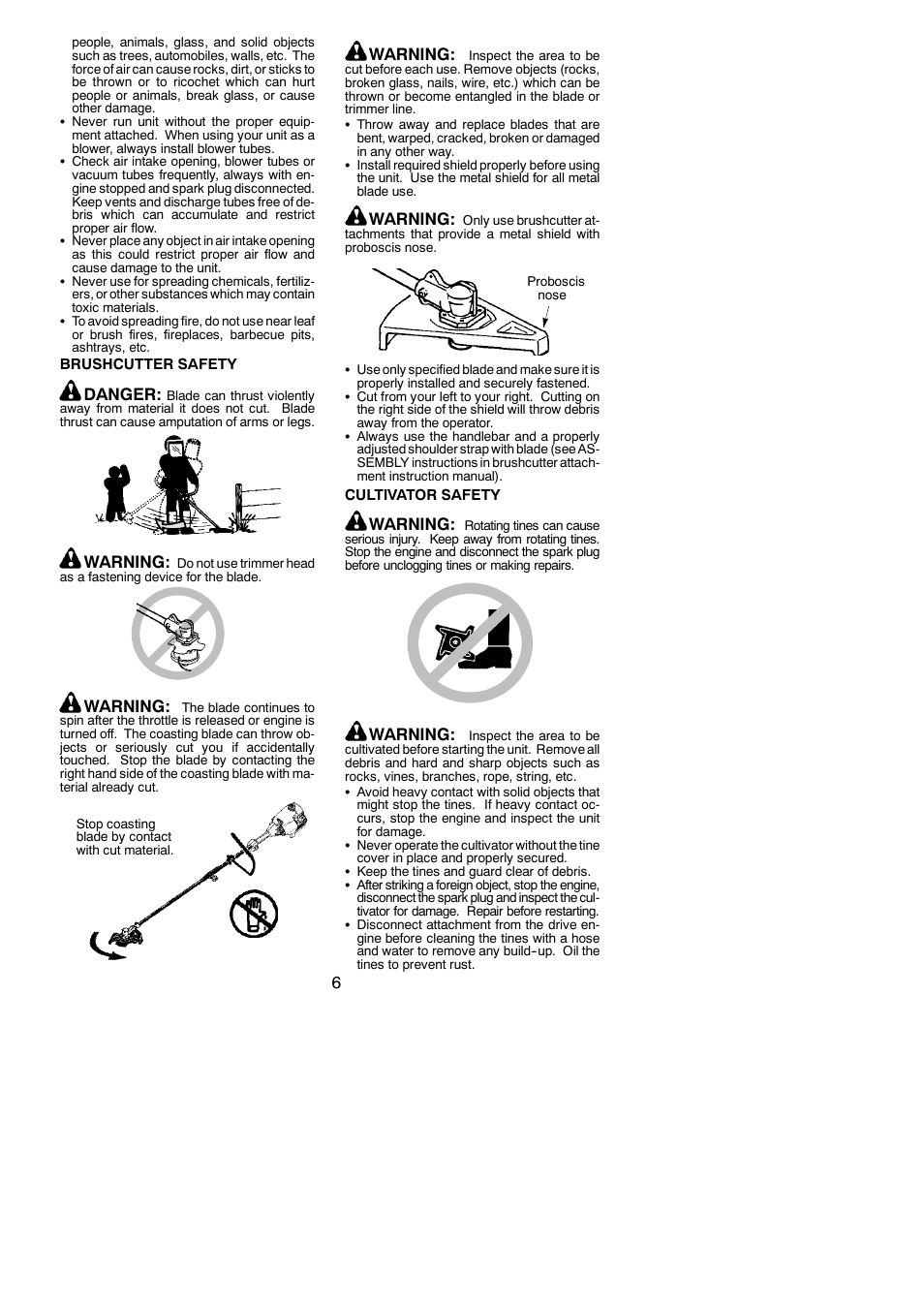 Danger, Warning | Poulan 545137281 User Manual | Page 6 / 19