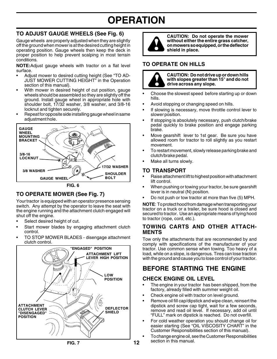 Operation, Before starting the engine | Poulan 178097 User Manual | Page 12 / 48