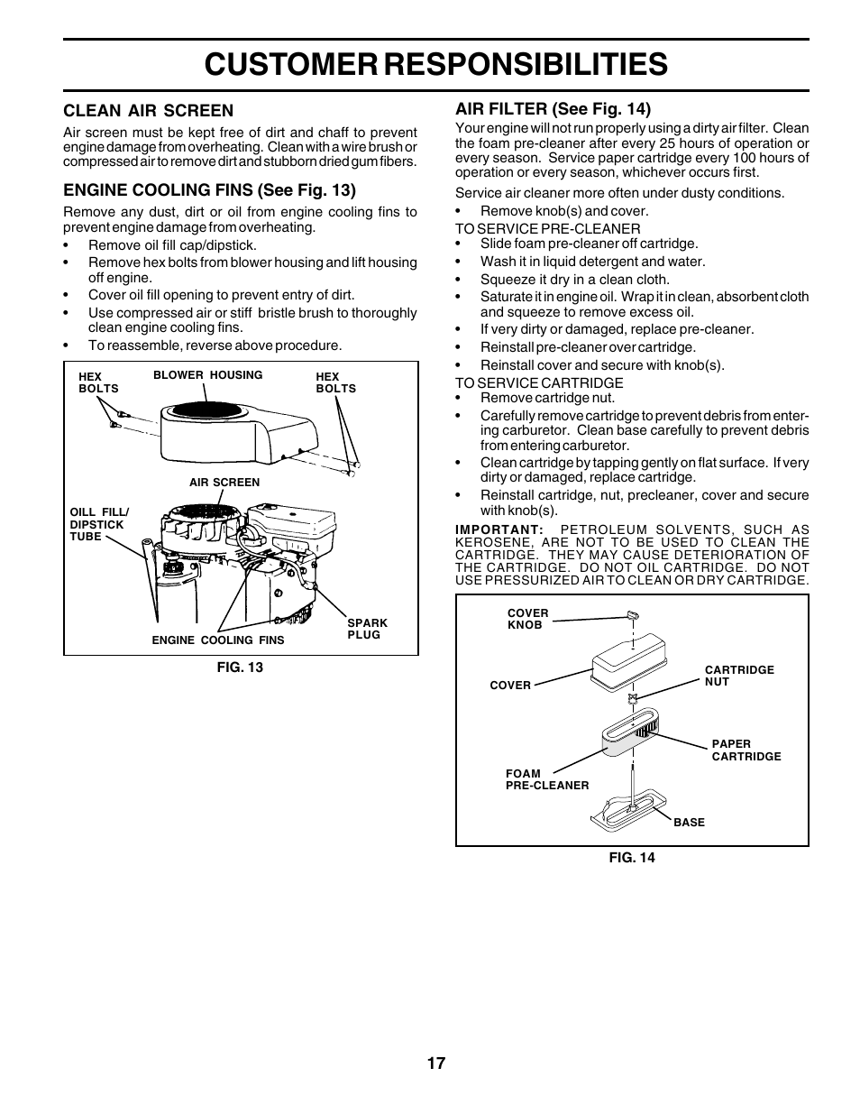 Customer responsibilities | Poulan 178097 User Manual | Page 17 / 48