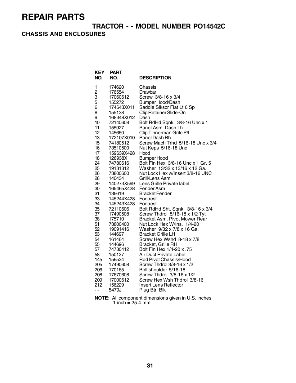 Repair parts | Poulan 178097 User Manual | Page 31 / 48