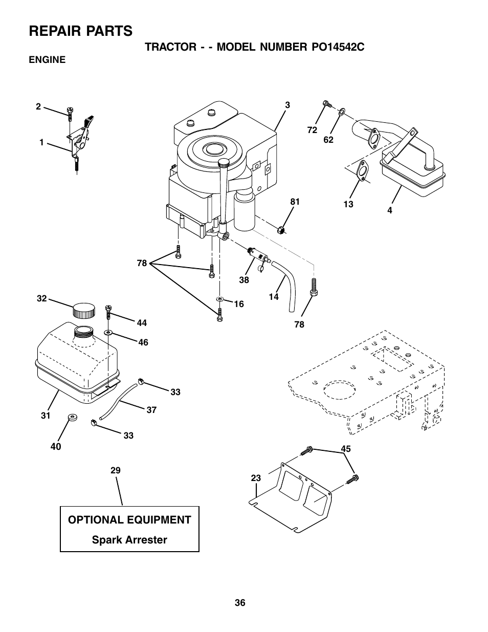 Repair parts | Poulan 178097 User Manual | Page 36 / 48
