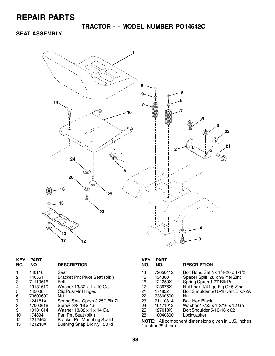 Repair parts | Poulan 178097 User Manual | Page 38 / 48