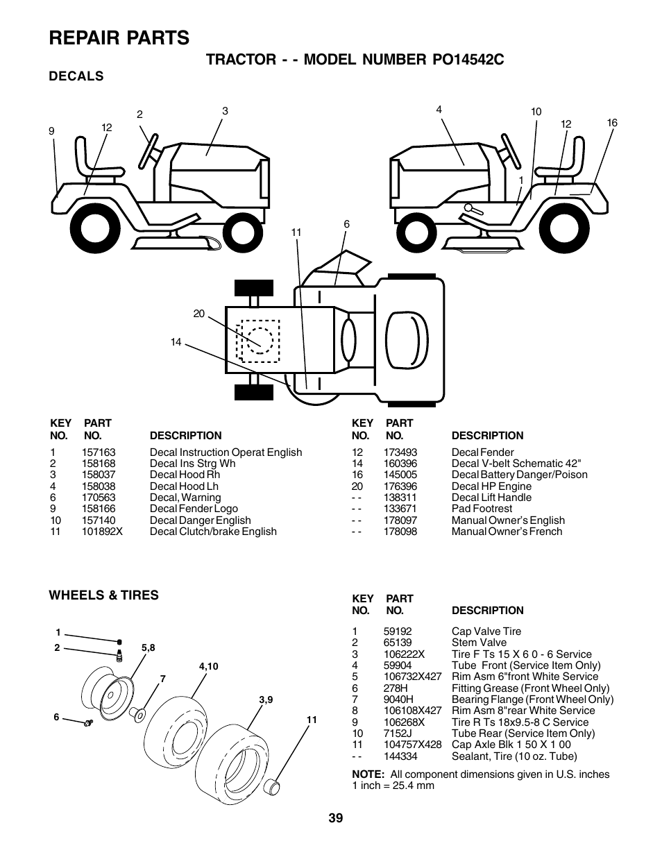 Repair parts | Poulan 178097 User Manual | Page 39 / 48