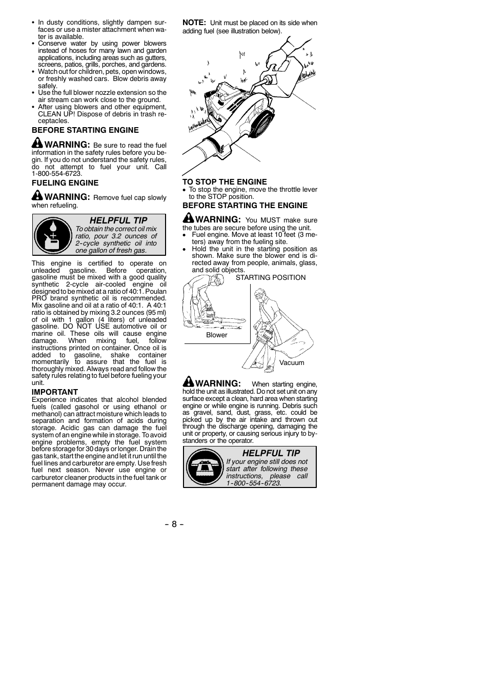 Warning, Helpful tip | Poulan 545137223 User Manual | Page 8 / 13
