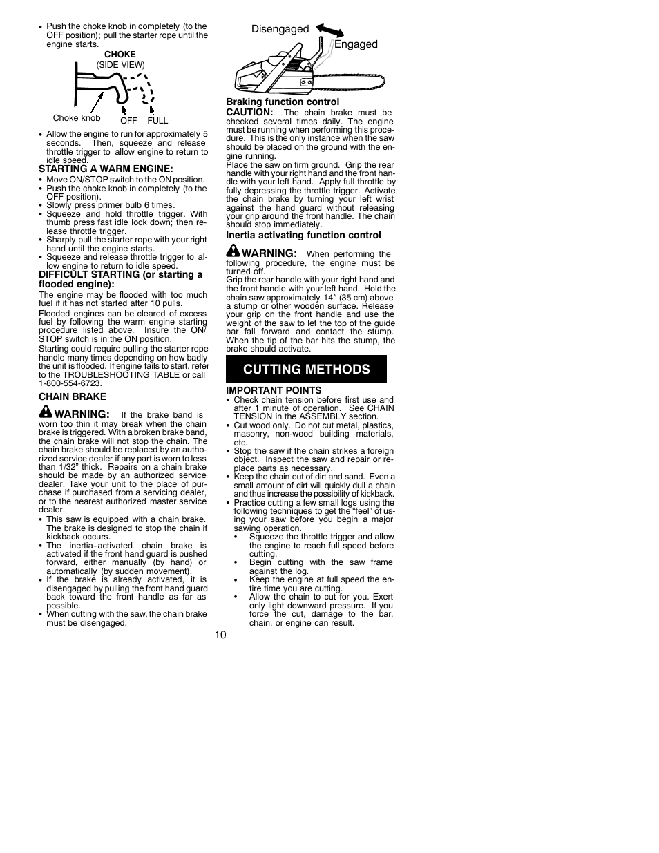 Cutting methods | Poulan 530086528 User Manual | Page 10 / 17