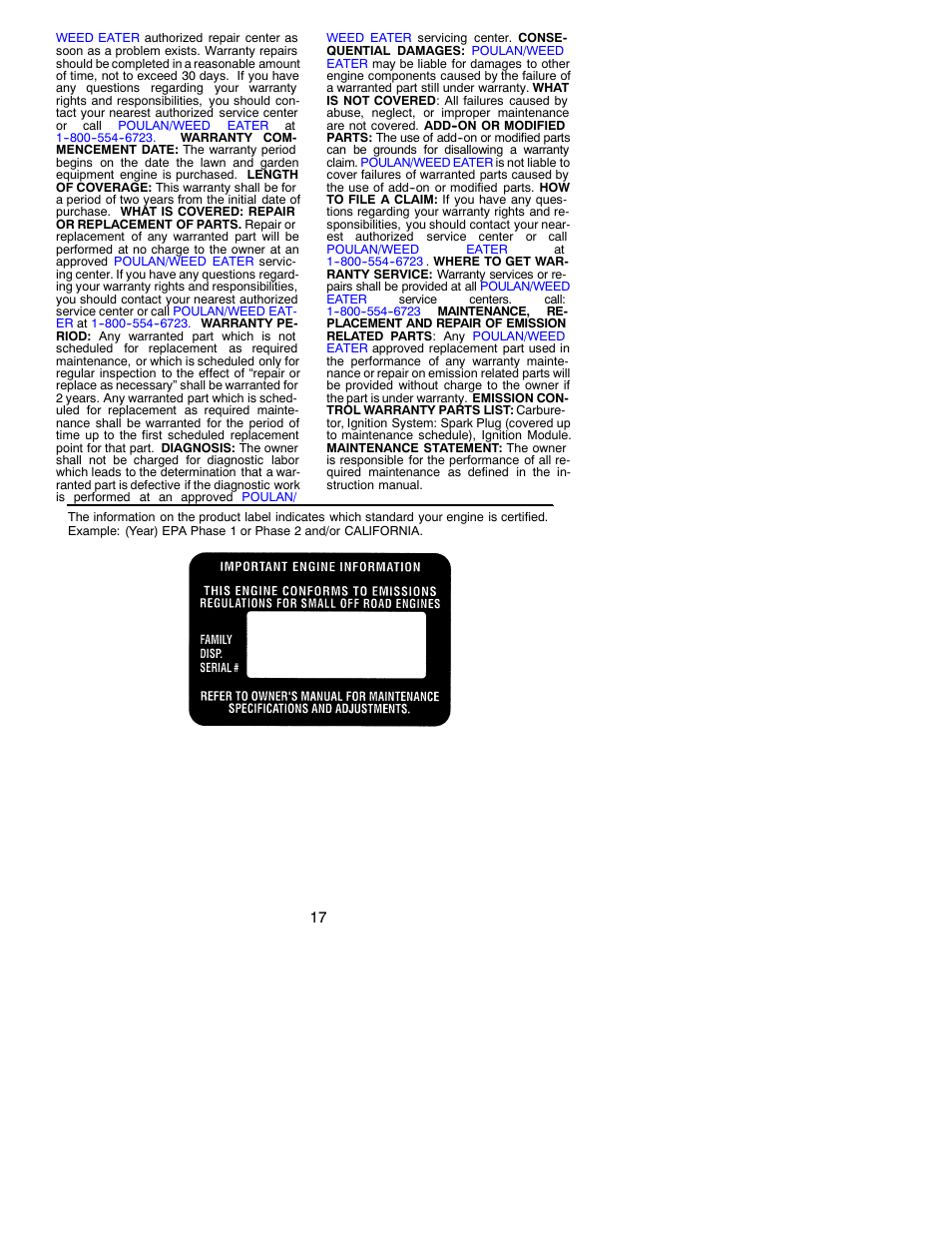 Poulan 530086528 User Manual | Page 17 / 17