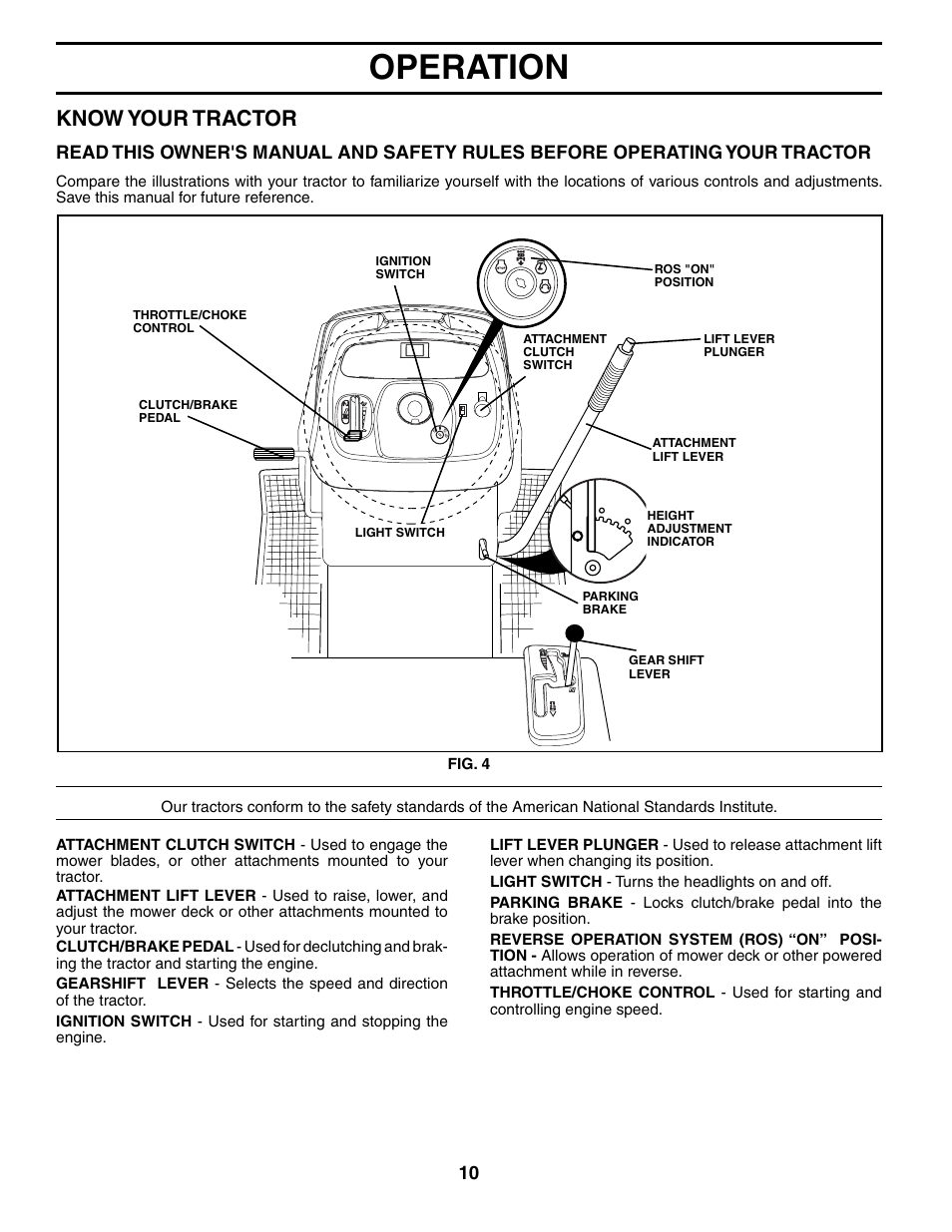 Operation, Know your tractor | Poulan 194993 User Manual | Page 10 / 30