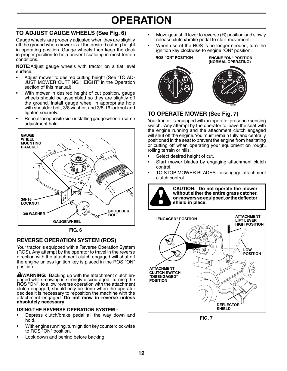 Operation, Reverse operation system (ros) | Poulan 194993 User Manual | Page 12 / 30