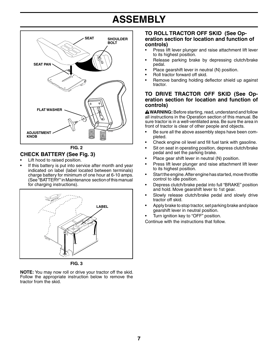 Assembly | Poulan 194993 User Manual | Page 7 / 30