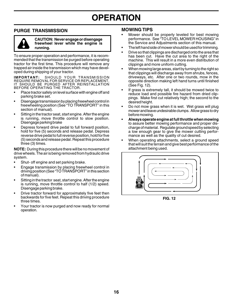 Operation | Poulan 179419 User Manual | Page 16 / 48