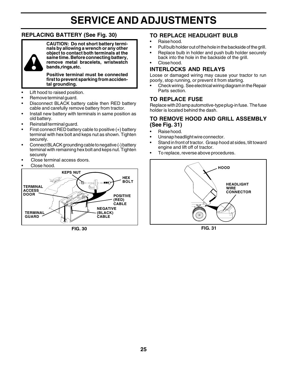 Service and adjustments | Poulan 179419 User Manual | Page 25 / 48