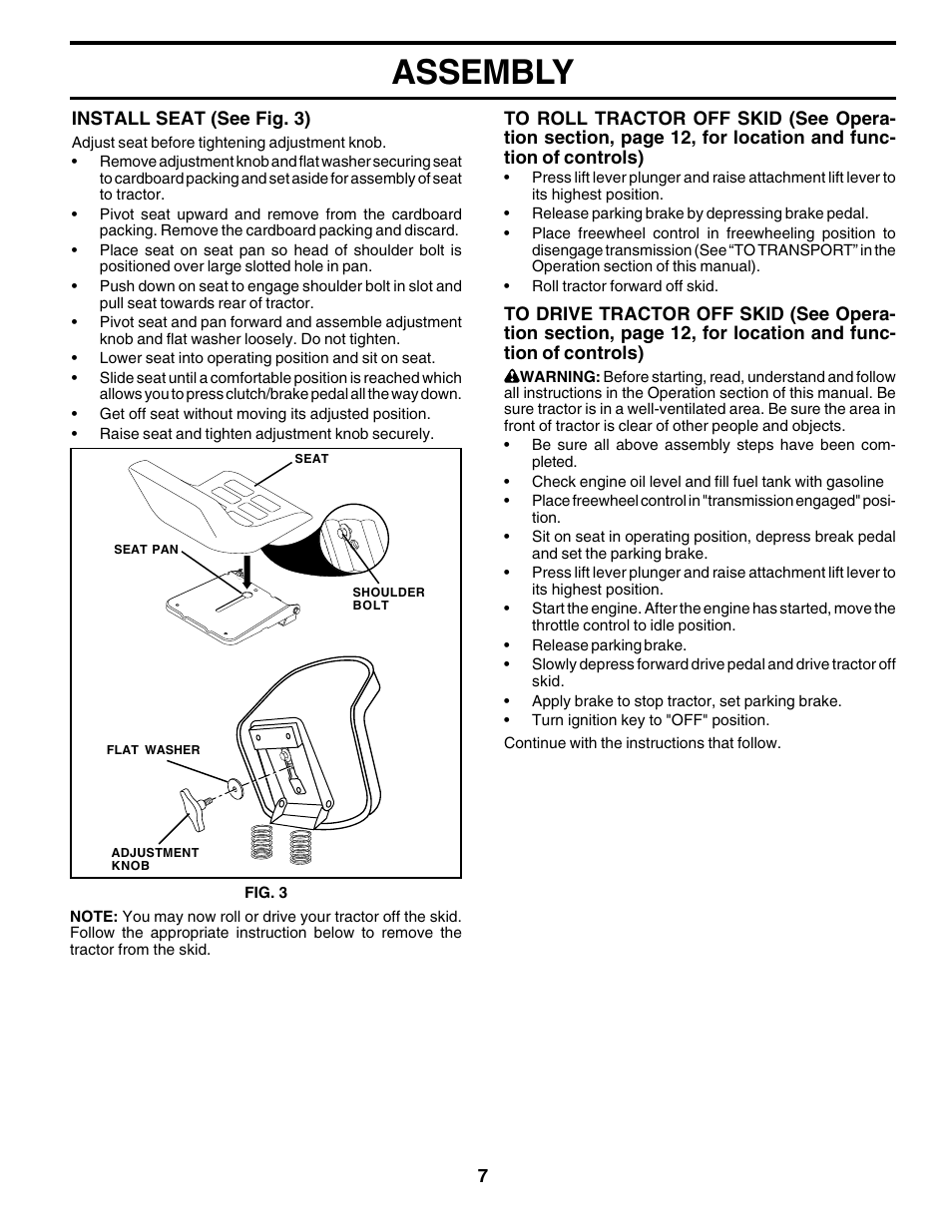 Assembly | Poulan 179419 User Manual | Page 7 / 48
