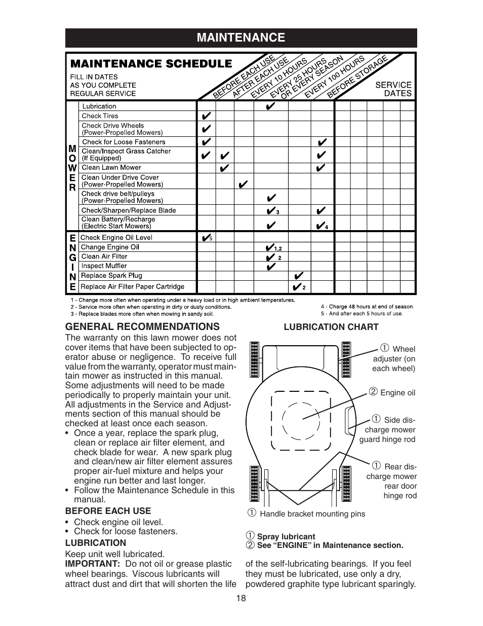 Maintenance | Poulan 172787 User Manual | Page 18 / 28