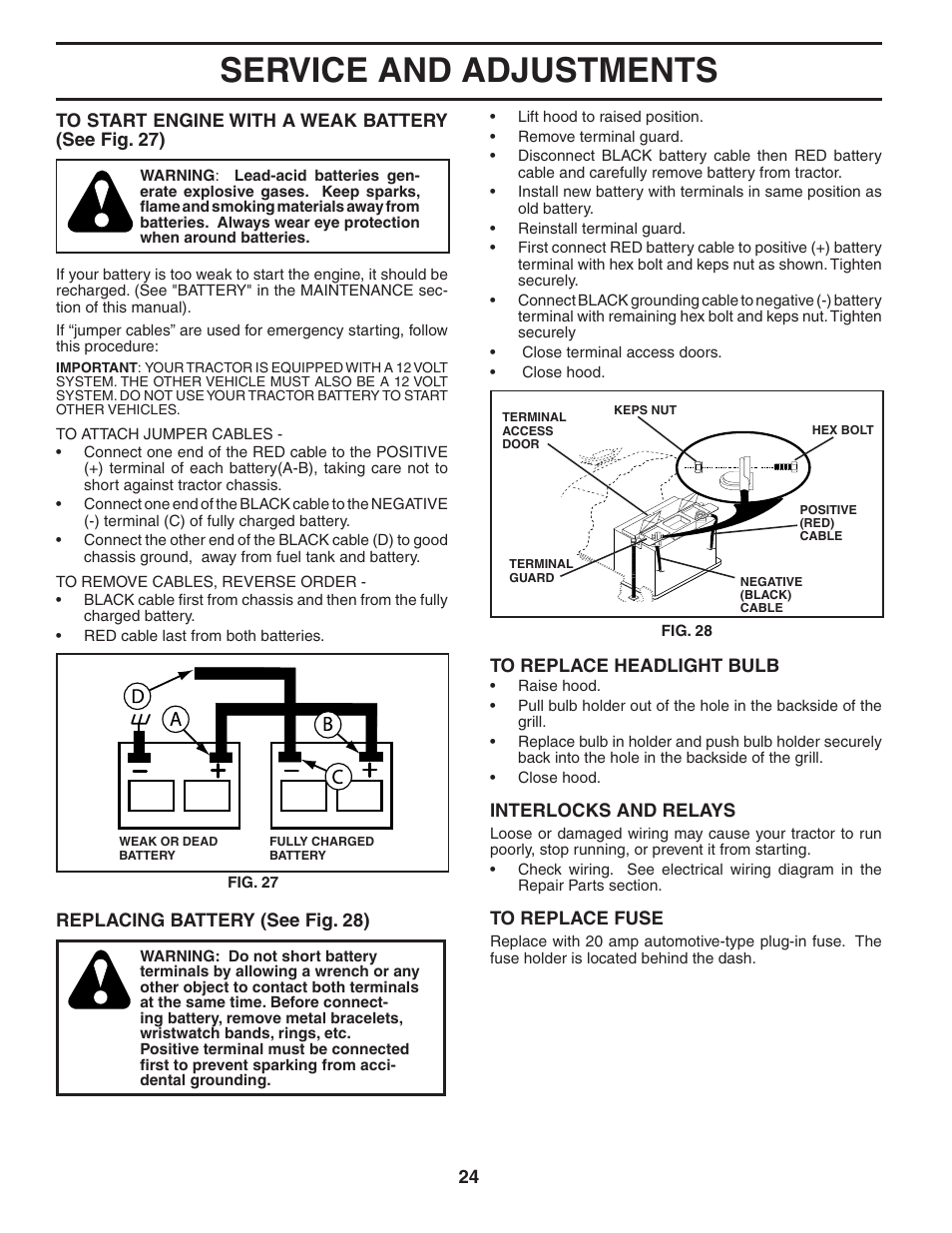 Service and adjustments | Poulan 188781 User Manual | Page 24 / 48