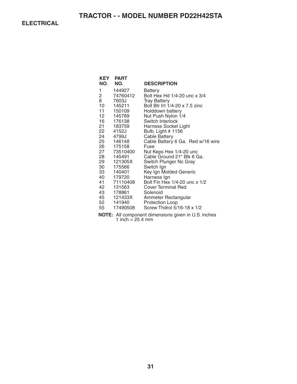 Tractor - - model number pd22h42sta | Poulan 188781 User Manual | Page 31 / 48