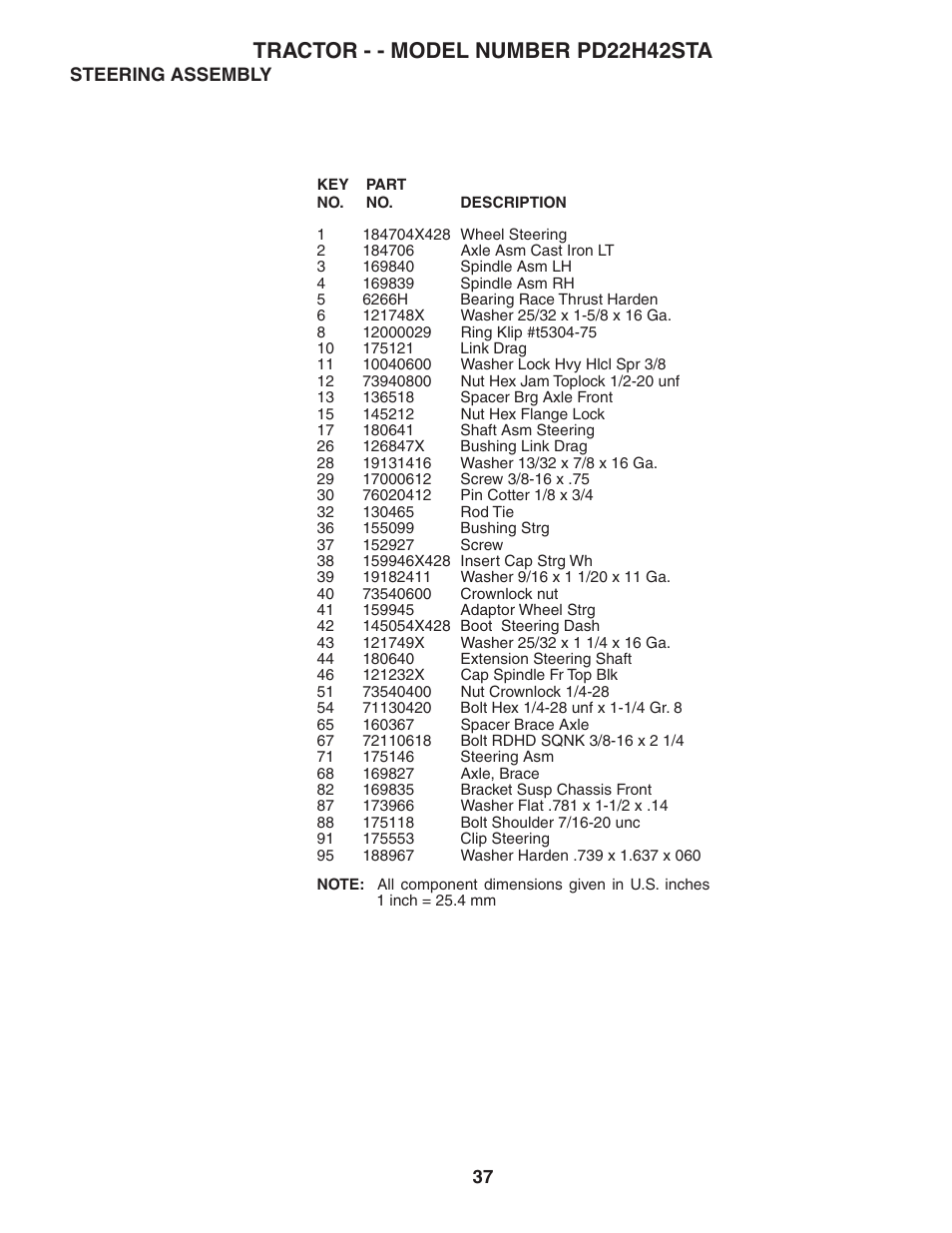 Tractor - - model number pd22h42sta | Poulan 188781 User Manual | Page 37 / 48